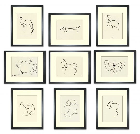 Picasso Line Drawings in Standard Frames