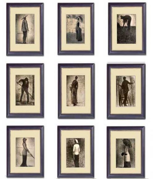 Georges Seurat Drawings in Deluxe Handmade Frames