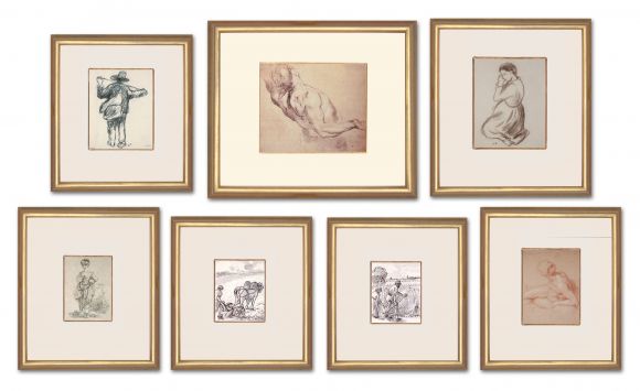 Pissaro, Rubens & Boucher Drawings in Standard Frames