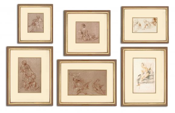 Watteau Drawings in Standard Frames