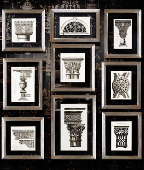 Architectural Details Floated between Glass in Deluxe Handmade Frames