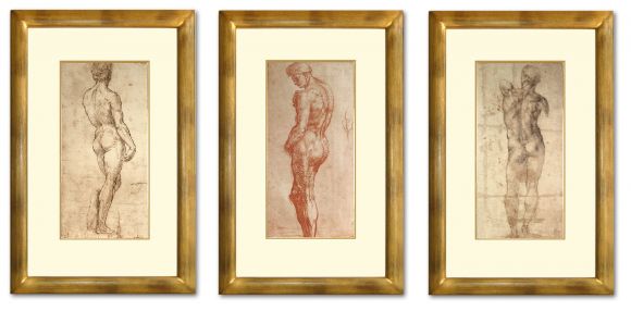 Male Nude Drawings in Deluxe Handmade Frames