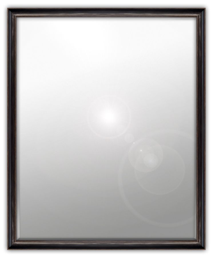 Bonife: 6mm Foil backed bevelled mirror in a faux leather standard factory frame