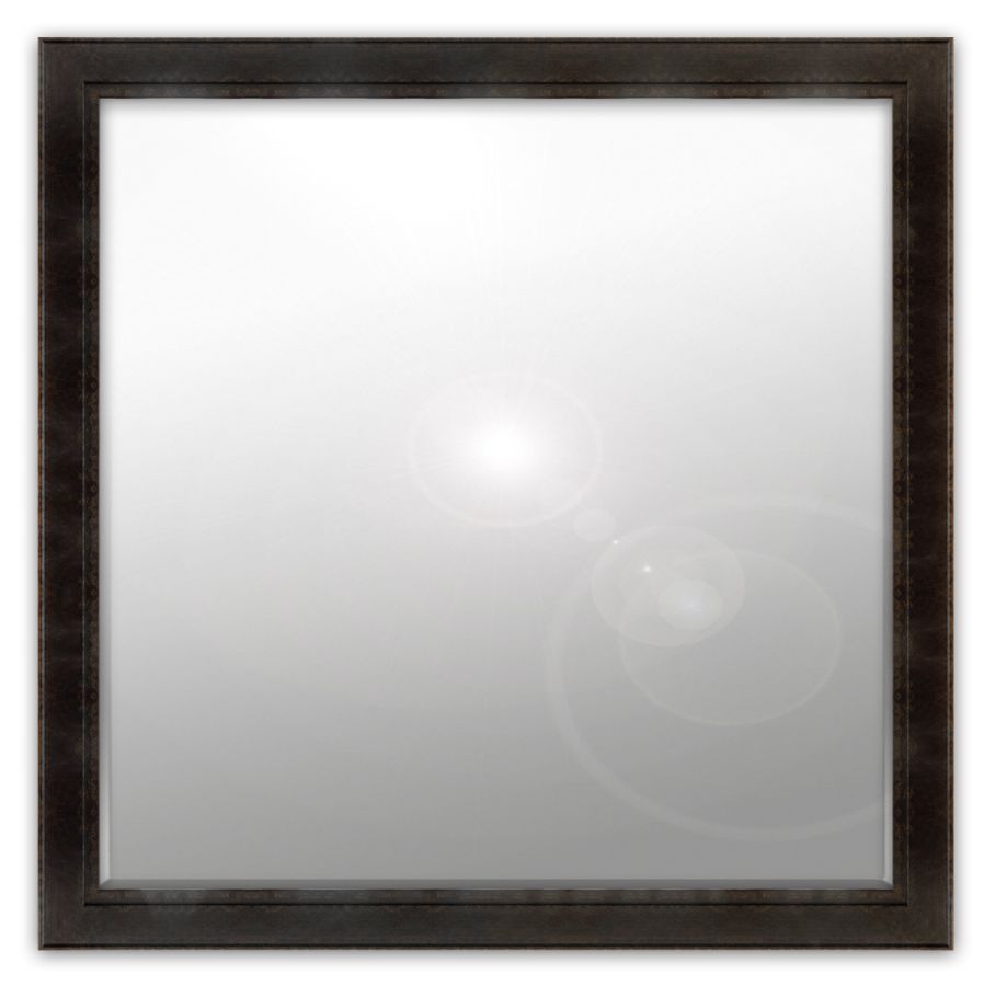 Ensis: 6mm Foil backed bevelled mirror in a faux leather standard factory frame