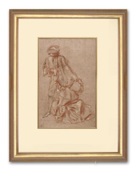 Watteau Drawing 04 in a Standard Frame