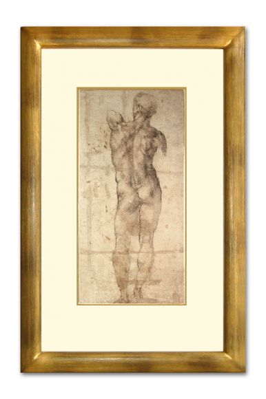 Micelangelo Male Nude in a deluxe handmade frame.