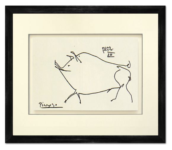 Picasso Line Drawings 07 in a Deluxe Handmade Frame