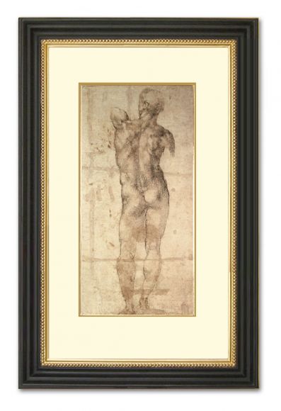 Micelangelo Male Nude in a deluxe handmade frame.