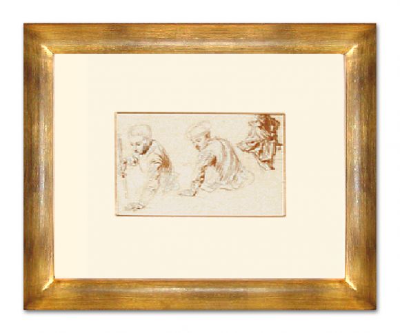 Watteau Drawing 02 in a Deluxe Handmade Frame