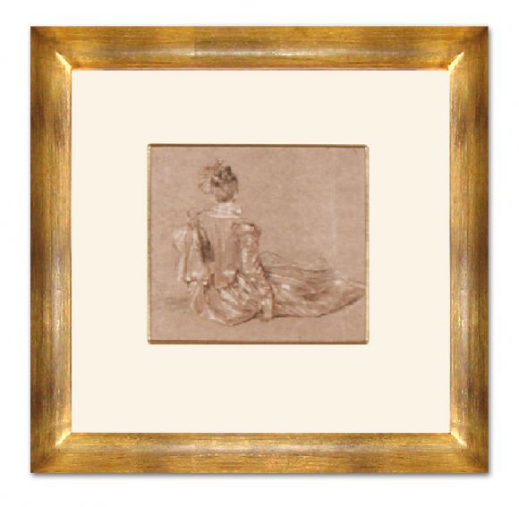 Watteau Drawing 03 in a Deluxe Handmade Frame