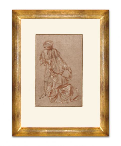 Watteau Drawing 04 in a Deluxe Handmade Frame