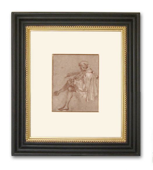 Watteau Drawing 01 in a Deluxe Handmade Frame