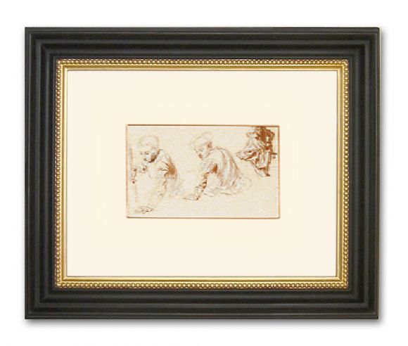 Watteau Drawing 02 in a Deluxe Handmade Frame