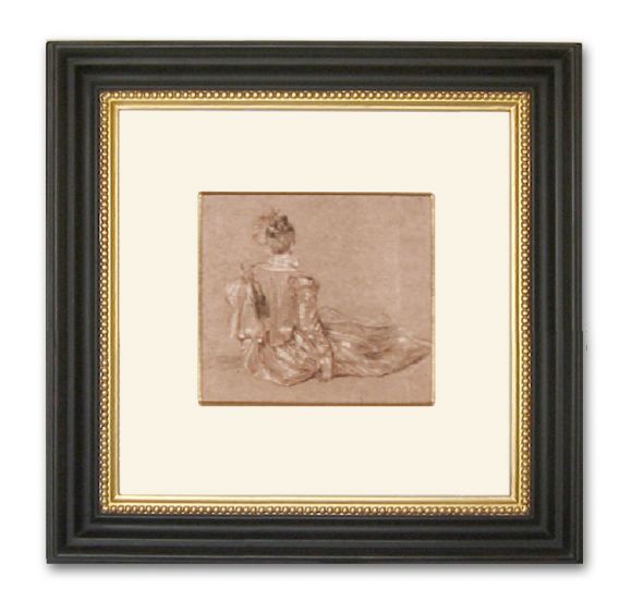 Watteau Drawing 03 in a Deluxe Handmade Frame