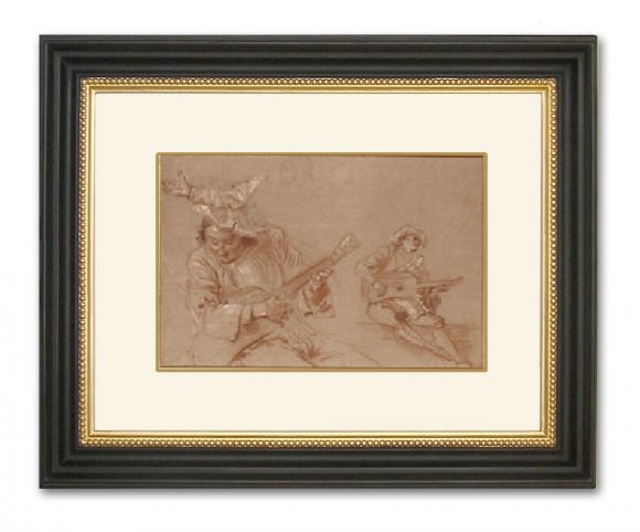 Watteau Drawing 06 in a Deluxe Handmade Frame