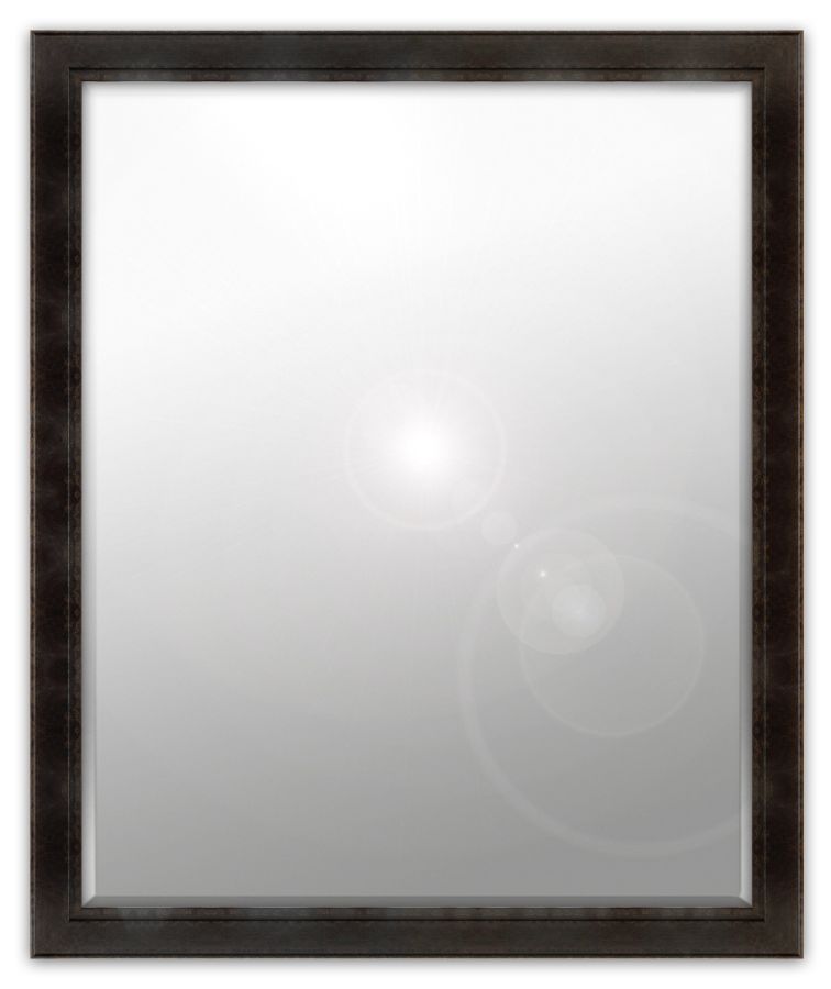 Ensis: 6mm Foil backed bevelled mirror in a faux leather standard factory frame